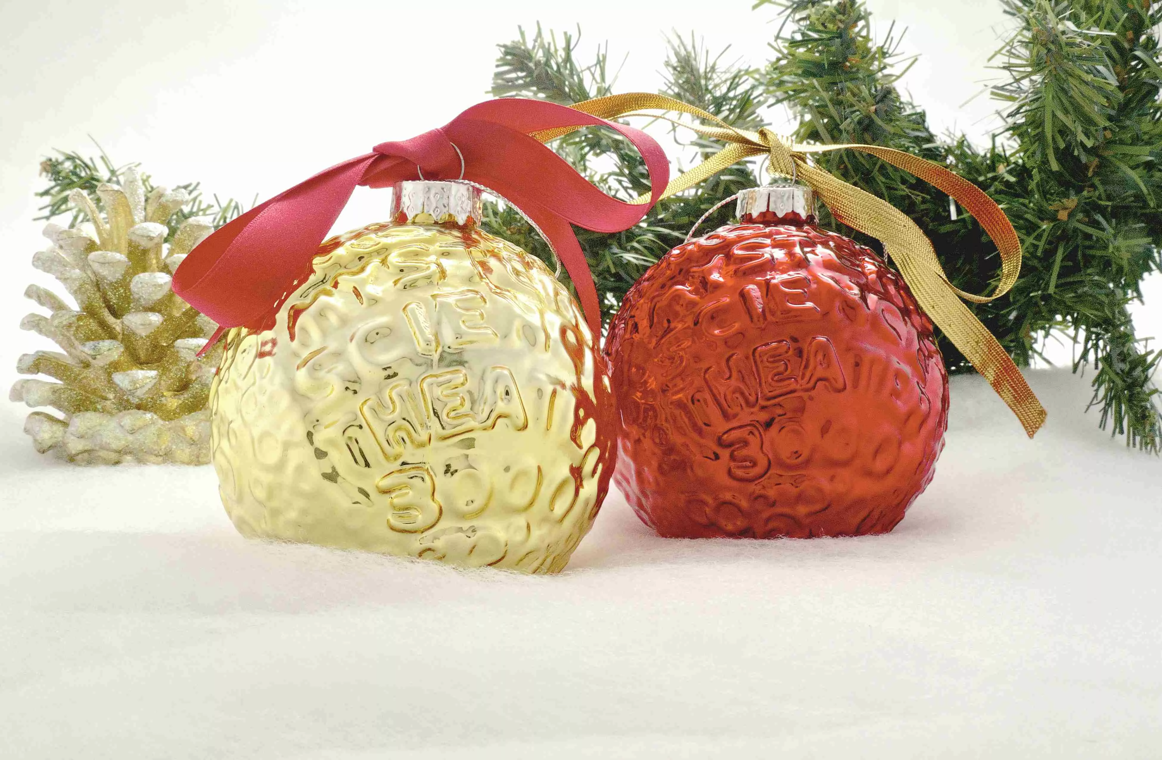 Set Of Two MST3K Moon Ornaments (Gold And Red)