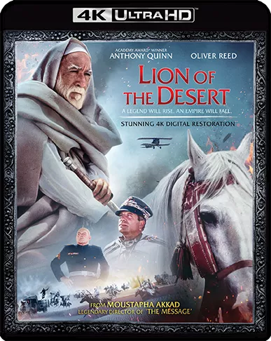 Main Cover of Lion Of the Desert available in Blu-Ray only at Shout Factory with main character on cover