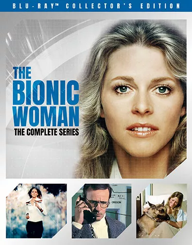 Main Cover of The Bionic Woman The Complete Series Collectors Edition Blu-Ray Shout Factory with multiple images of the main characters